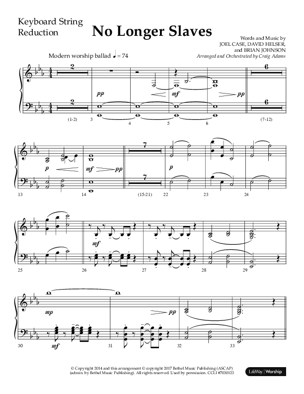 No Longer Slaves (Choral Anthem SATB) String Reduction (Lifeway Choral / Arr. Craig Adams)