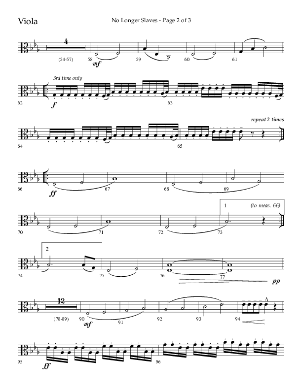 No Longer Slaves (Choral Anthem SATB) Viola (Lifeway Choral / Arr. Craig Adams)