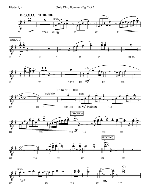 Only King Forever (Choral Anthem SATB) Flute 1/2 (Lifeway Choral / Arr. Danny Zaloudik)