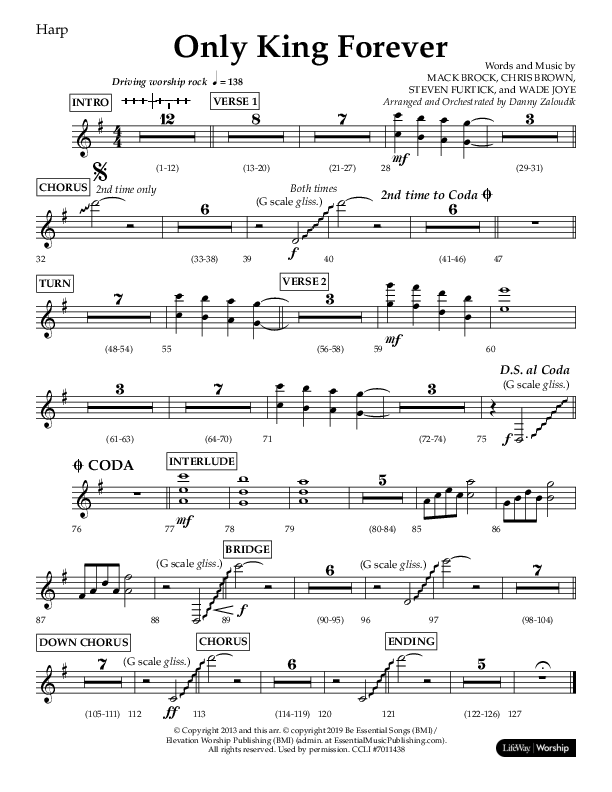 Only King Forever (Choral Anthem SATB) Harp (Lifeway Choral / Arr. Danny Zaloudik)