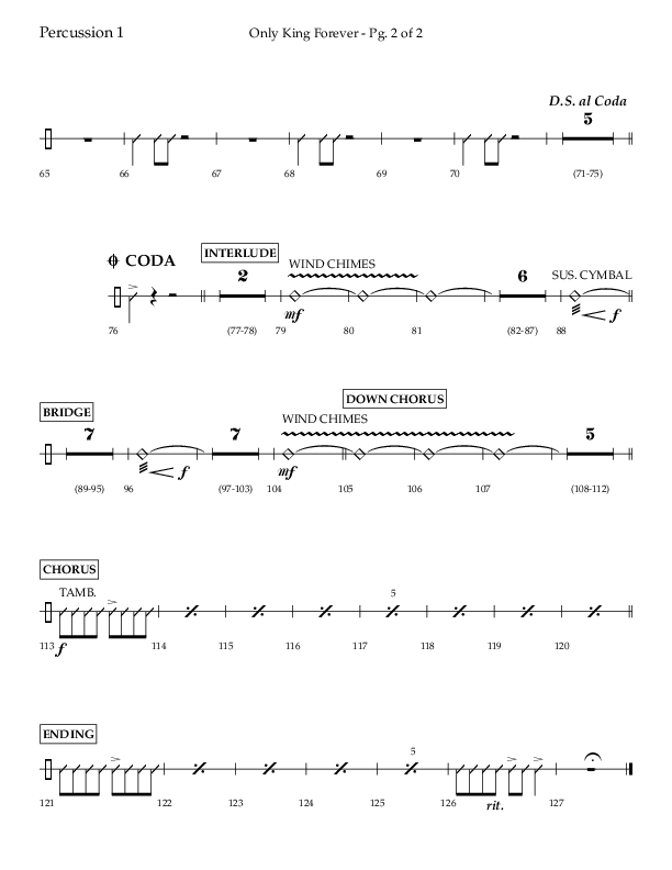 Only King Forever (Choral Anthem SATB) Percussion 1/2 (Lifeway Choral / Arr. Danny Zaloudik)