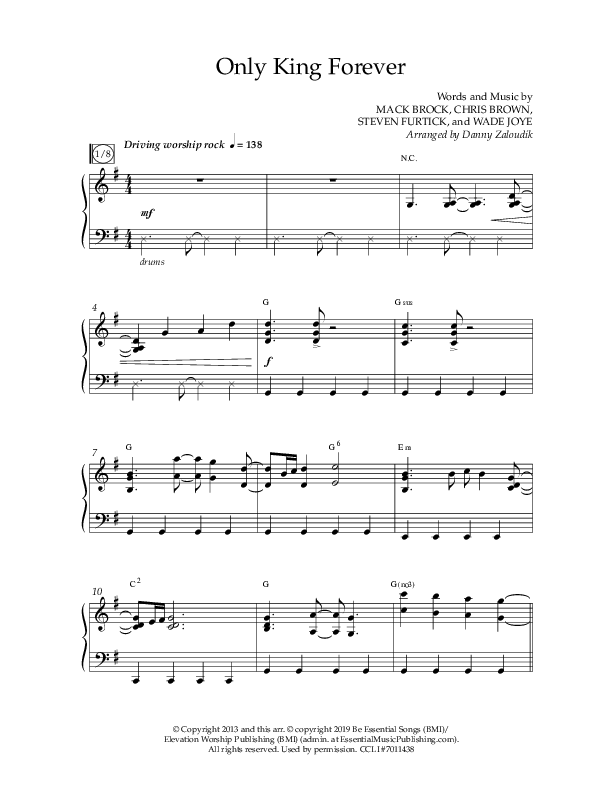 Only King Forever (Choral Anthem SATB) Anthem (SATB/Piano) (Lifeway Choral / Arr. Danny Zaloudik)