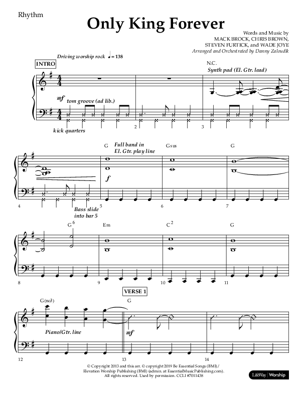 Only King Forever (Choral Anthem SATB) Lead Melody & Rhythm (Lifeway Choral / Arr. Danny Zaloudik)
