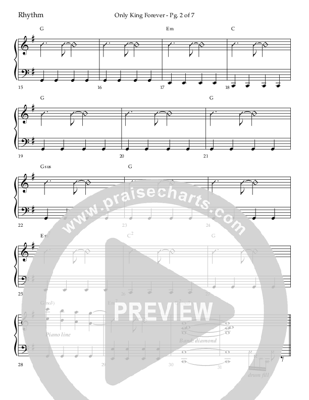 Only King Forever (Choral Anthem SATB) Lead Melody & Rhythm (Lifeway Choral / Arr. Danny Zaloudik)