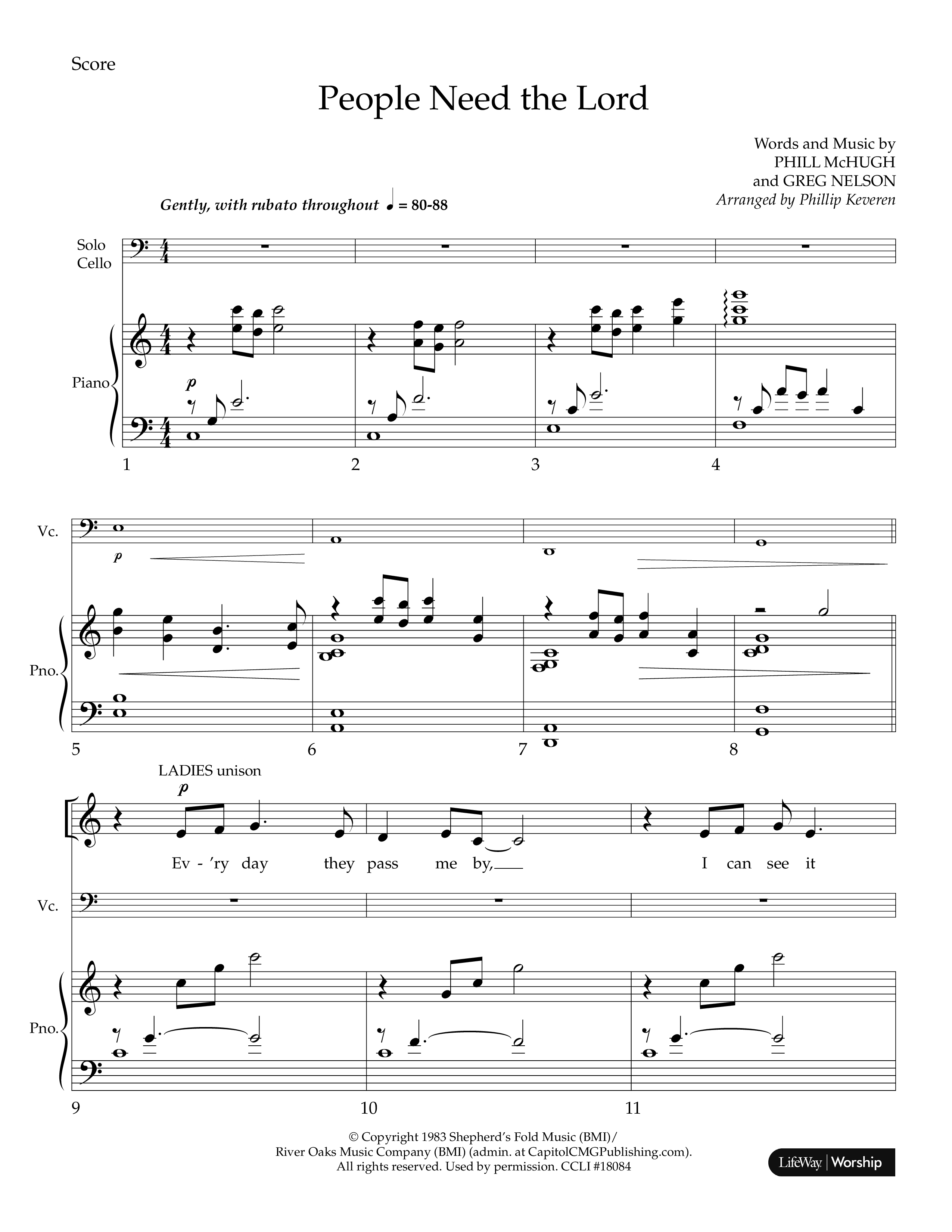 People Need The Lord (Choral Anthem SATB) Cello Solo (Lifeway Choral / Arr. Phillip Keveren)