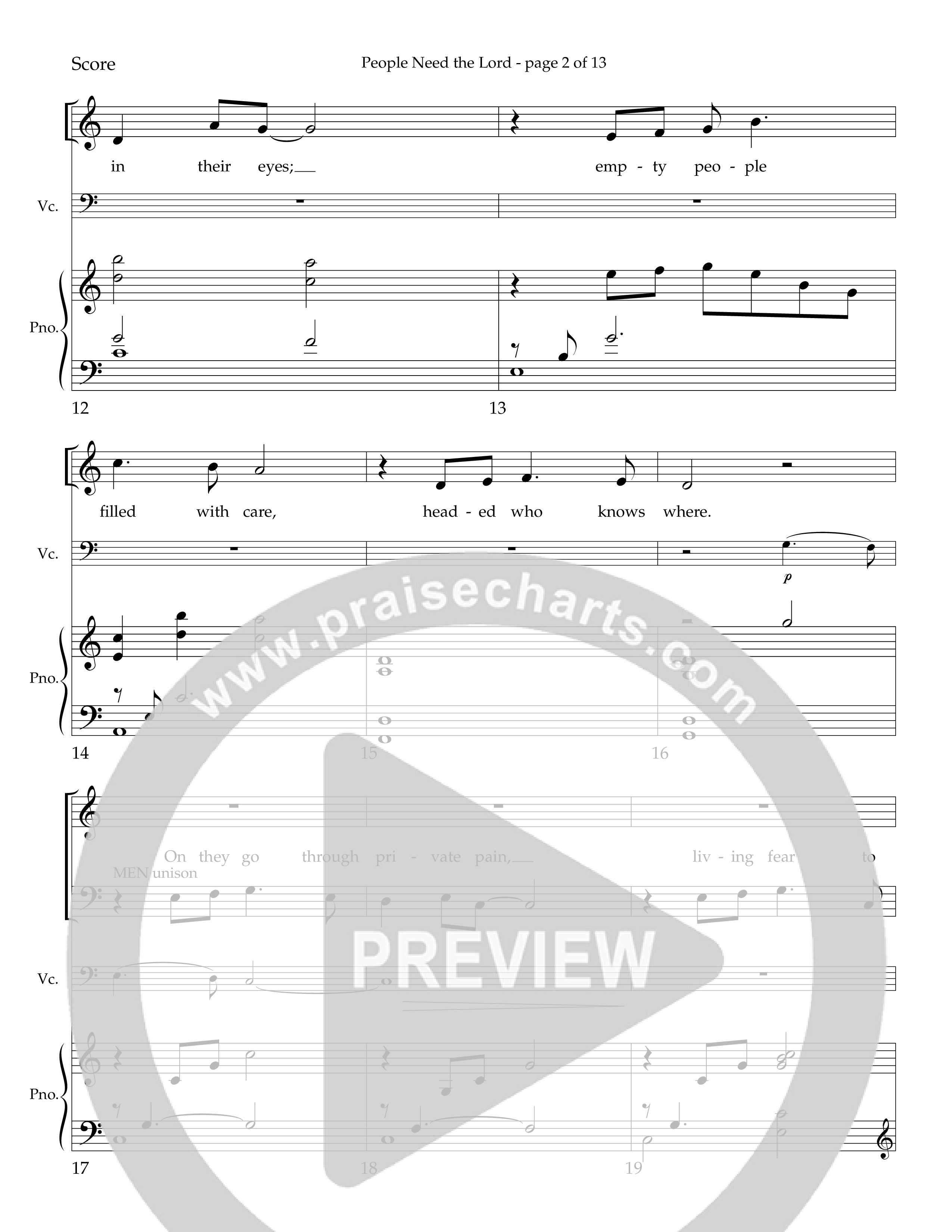 People Need The Lord (Choral Anthem SATB) Cello Solo (Lifeway Choral / Arr. Phillip Keveren)