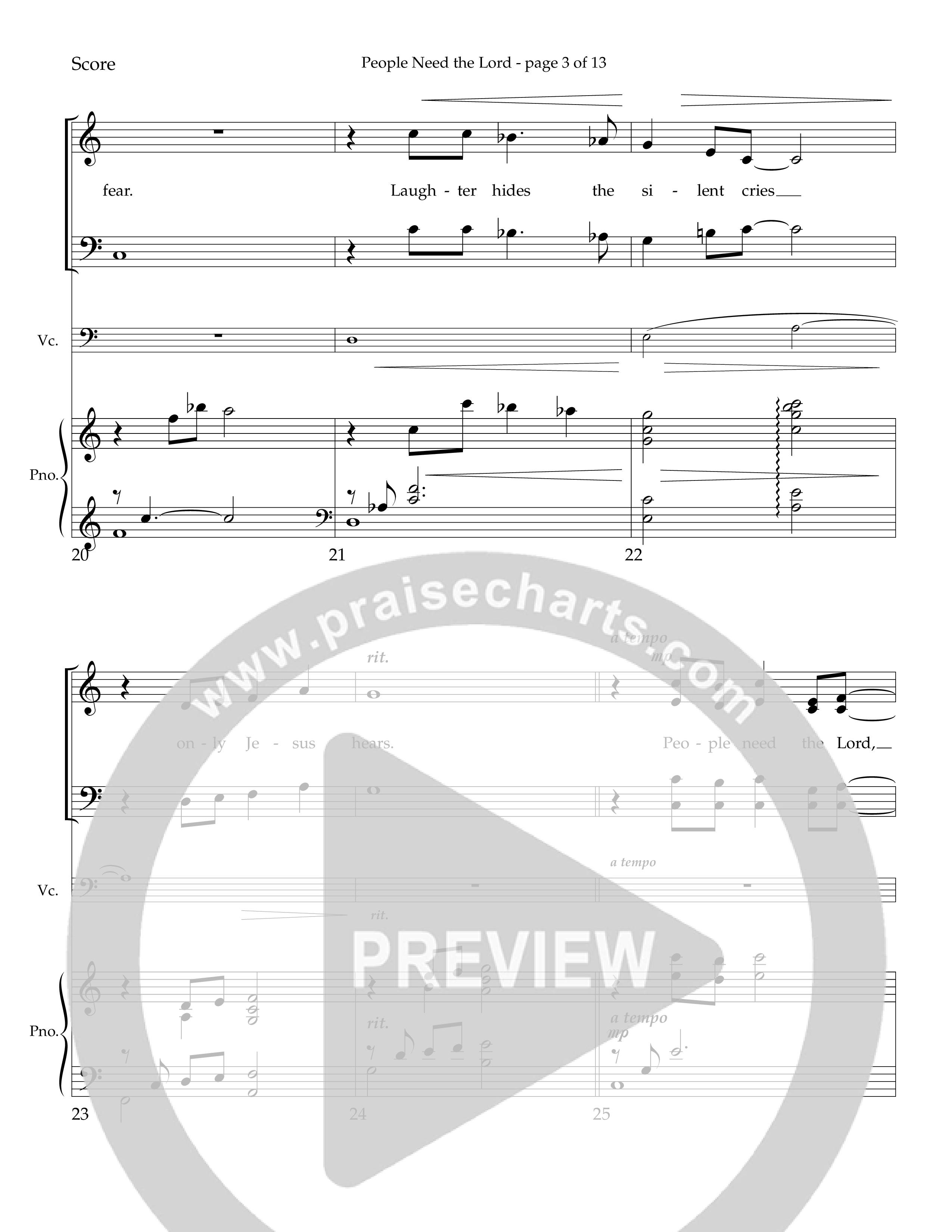 People Need The Lord (Choral Anthem SATB) Cello Solo (Lifeway Choral / Arr. Phillip Keveren)