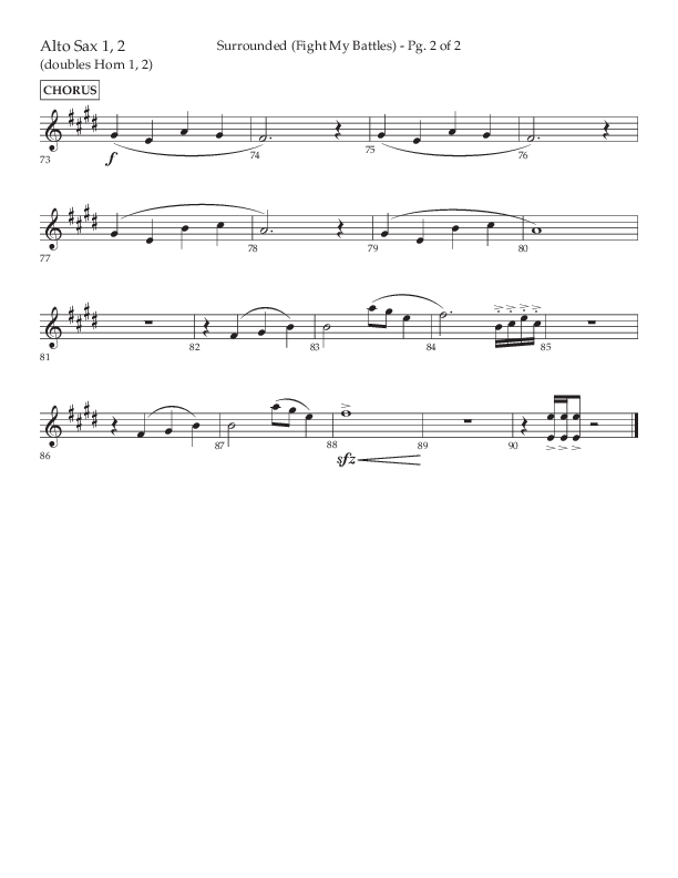 Surrounded (Fight My Battles) (Choral Anthem SATB) Alto Sax 1/2 (Lifeway Choral / Arr. Kent Hooper / Arr. Phillip Keveren)