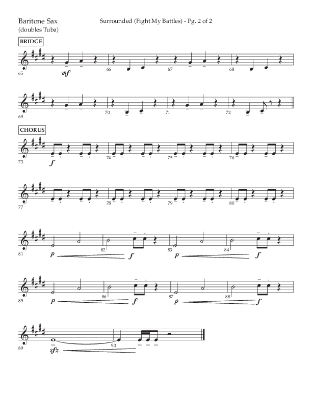 Surrounded (Fight My Battles) (Choral Anthem SATB) Bari Sax (Lifeway Choral / Arr. Kent Hooper / Arr. Phillip Keveren)