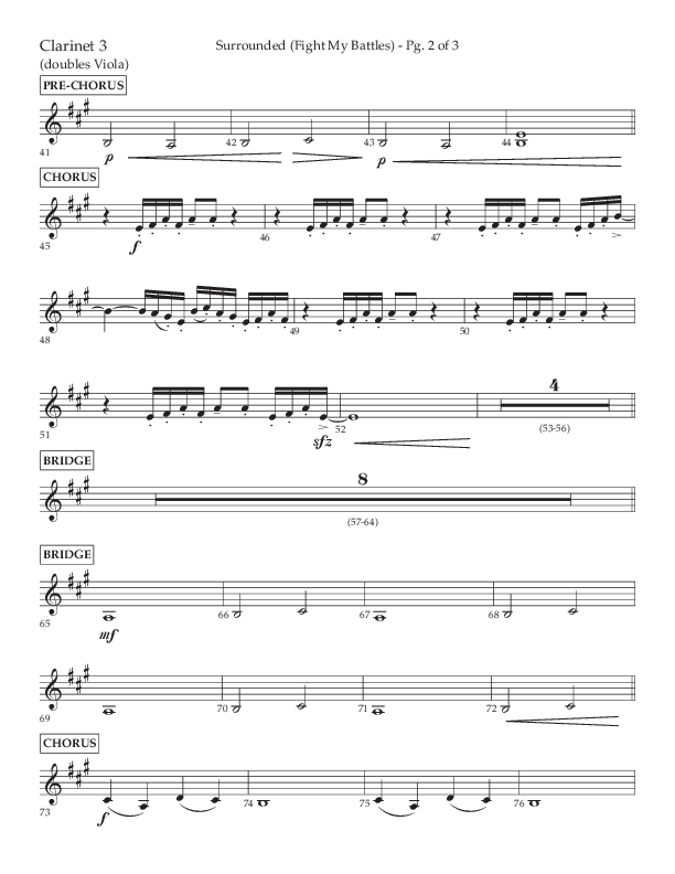 Surrounded (Fight My Battles) (Choral Anthem SATB) Clarinet 3 (Lifeway Choral / Arr. Kent Hooper / Arr. Phillip Keveren)