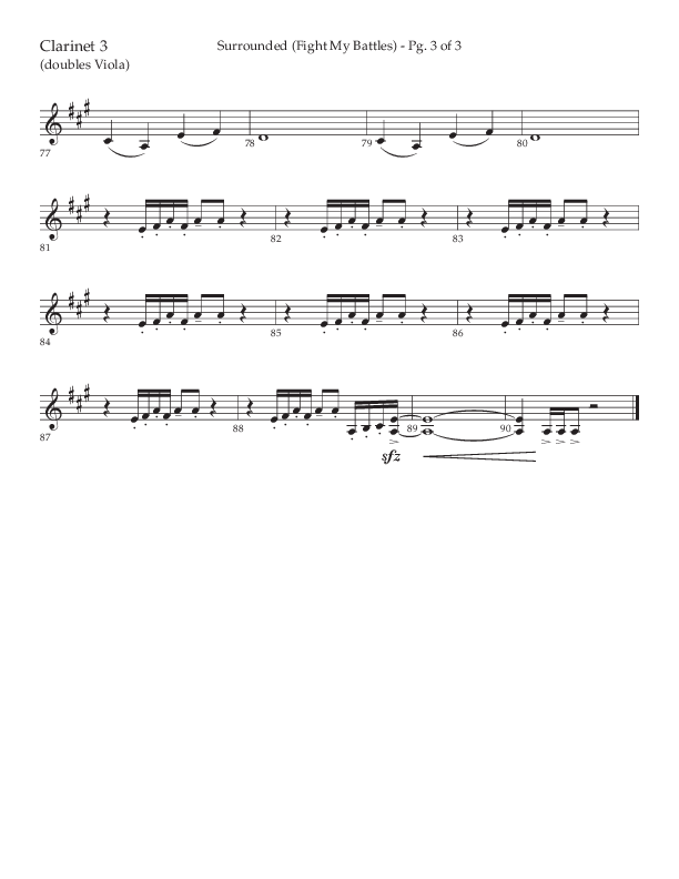 Surrounded (Fight My Battles) (Choral Anthem SATB) Clarinet 3 (Lifeway Choral / Arr. Kent Hooper / Arr. Phillip Keveren)