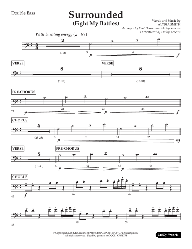 Surrounded (Fight My Battles) (Choral Anthem SATB) Double Bass (Lifeway Choral / Arr. Kent Hooper / Arr. Phillip Keveren)