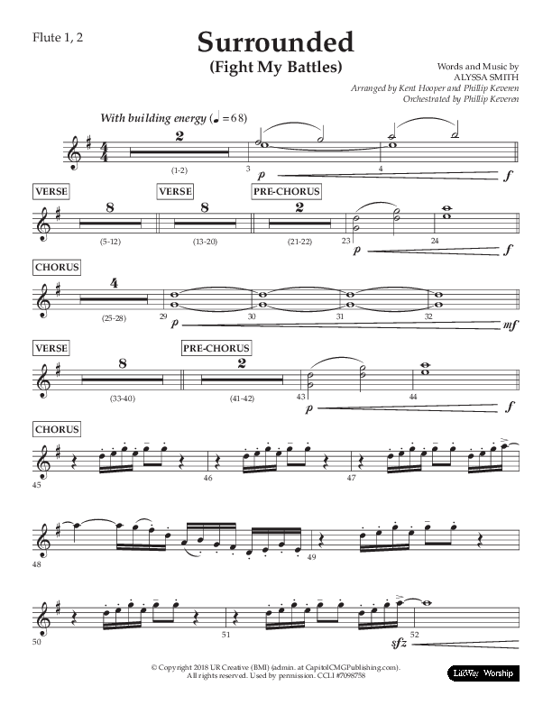 Surrounded (Fight My Battles) (Choral Anthem SATB) Flute 1/2 (Lifeway Choral / Arr. Kent Hooper / Arr. Phillip Keveren)