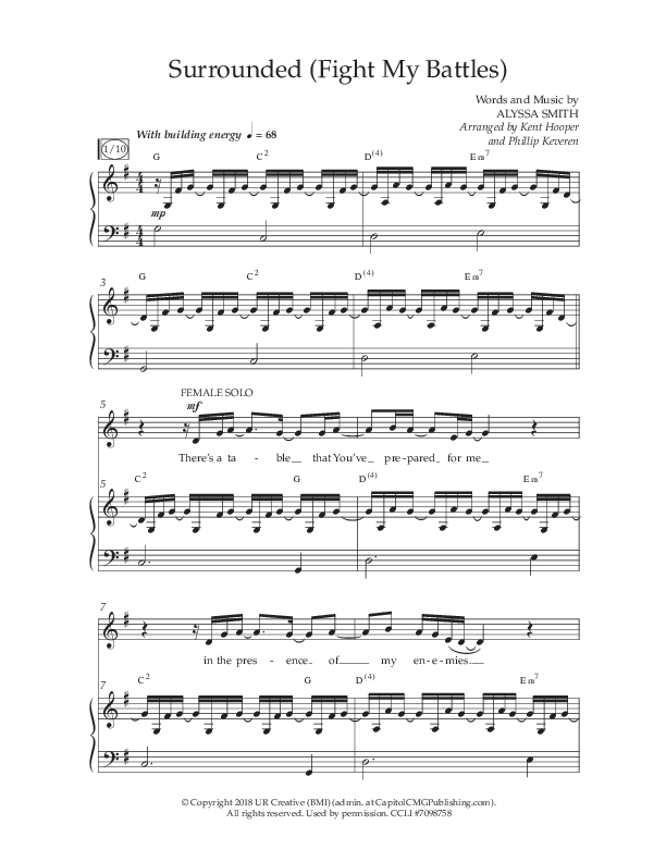 Surrounded (Fight My Battles) (Choral Anthem SATB) Anthem (SATB/Piano) (Lifeway Choral / Arr. Kent Hooper / Arr. Phillip Keveren)