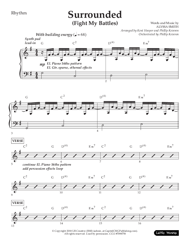 Surrounded (Fight My Battles) (Choral Anthem SATB) Lead Melody & Rhythm (Lifeway Choral / Arr. Kent Hooper / Arr. Phillip Keveren)