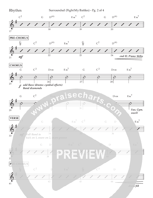 Surrounded (Fight My Battles) (Choral Anthem SATB) Lead Melody & Rhythm (Lifeway Choral / Arr. Kent Hooper / Arr. Phillip Keveren)
