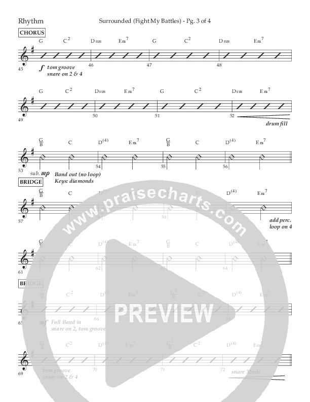 Surrounded (Fight My Battles) (Choral Anthem SATB) Lead Melody & Rhythm (Lifeway Choral / Arr. Kent Hooper / Arr. Phillip Keveren)