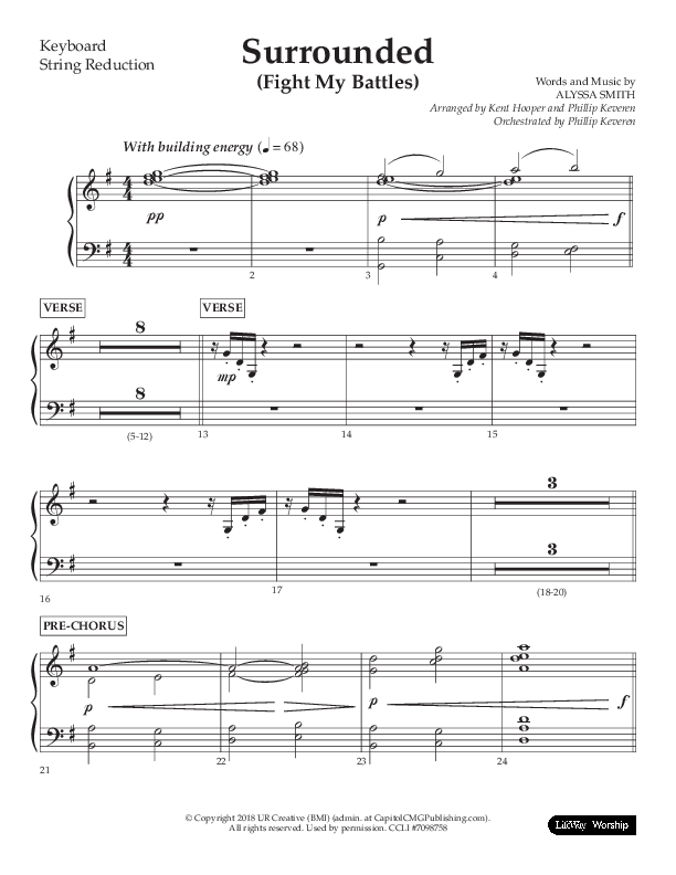 Surrounded (Fight My Battles) (Choral Anthem SATB) String Reduction (Lifeway Choral / Arr. Kent Hooper / Arr. Phillip Keveren)