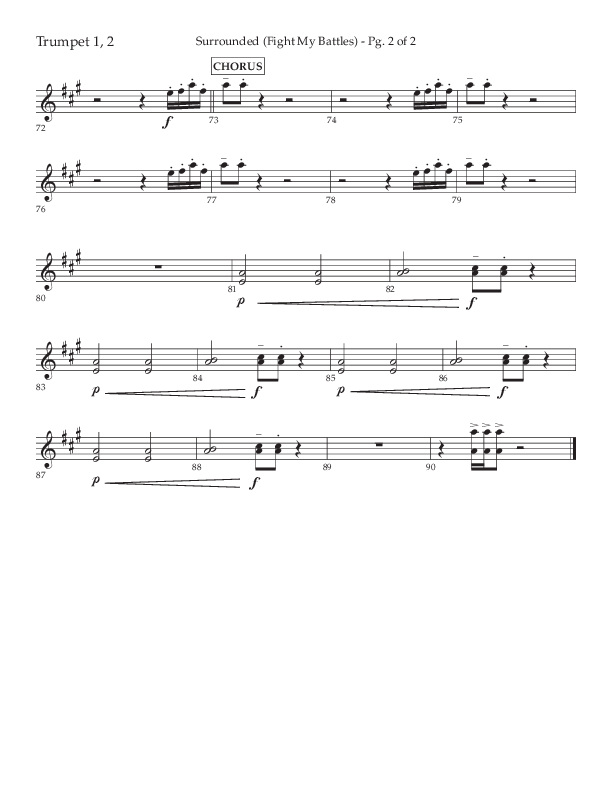 Surrounded (Fight My Battles) (Choral Anthem SATB) Trumpet 1,2 (Lifeway Choral / Arr. Kent Hooper / Arr. Phillip Keveren)