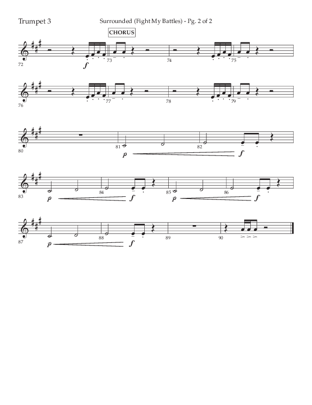 Surrounded (Fight My Battles) (Choral Anthem SATB) Trumpet 3 (Lifeway Choral / Arr. Kent Hooper / Arr. Phillip Keveren)