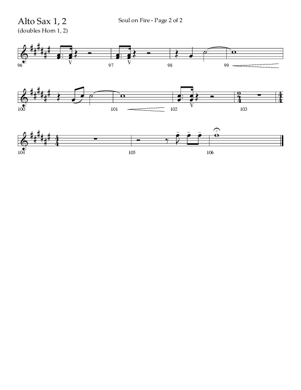 Soul On Fire (Choral Anthem SATB) Alto Sax 1/2 (Lifeway Choral / Arr. Kirk Kirkland / Orch. Camp Kirkland)