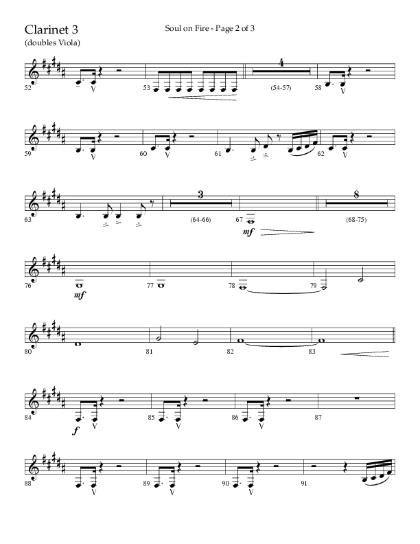 Soul On Fire (Choral Anthem SATB) Clarinet 3 (Lifeway Choral / Arr. Kirk Kirkland / Orch. Camp Kirkland)