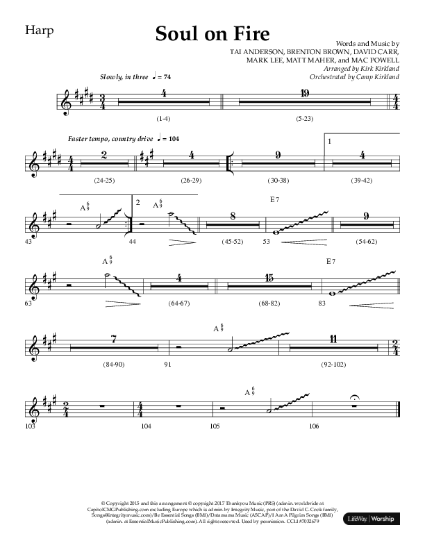 Soul On Fire (Choral Anthem SATB) Harp (Lifeway Choral / Arr. Kirk Kirkland / Orch. Camp Kirkland)