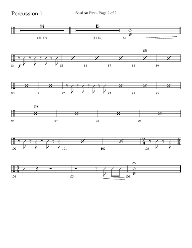 Soul On Fire (Choral Anthem SATB) Percussion 1/2 (Lifeway Choral / Arr. Kirk Kirkland / Orch. Camp Kirkland)