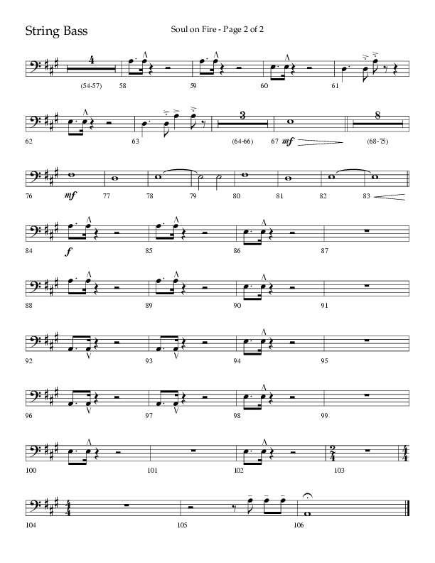 Soul On Fire (Choral Anthem SATB) String Bass (Lifeway Choral / Arr. Kirk Kirkland / Orch. Camp Kirkland)