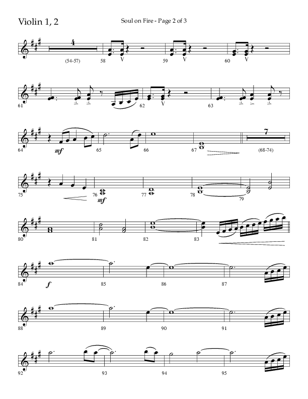 Soul On Fire (Choral Anthem SATB) Violin 1/2 (Lifeway Choral / Arr. Kirk Kirkland / Orch. Camp Kirkland)