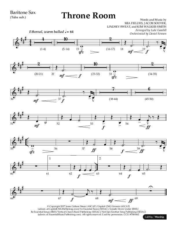 Throne Room (Choral Anthem SATB) Bari Sax (Lifeway Choral / Arr. Luke Gambill / Orch. Daniel Semsen)
