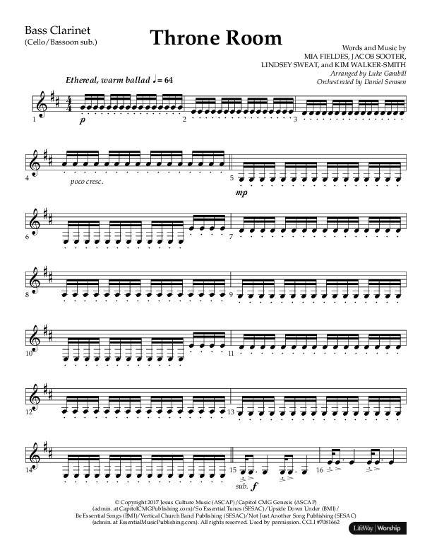 Throne Room (Choral Anthem SATB) Bass Clarinet (Lifeway Choral / Arr. Luke Gambill / Orch. Daniel Semsen)