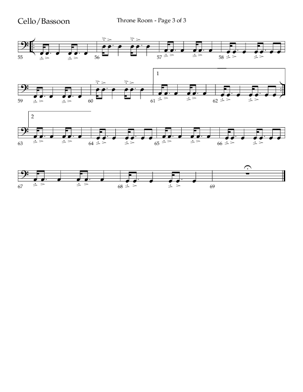 Throne Room (Choral Anthem SATB) Cello (Lifeway Choral / Arr. Luke Gambill / Orch. Daniel Semsen)