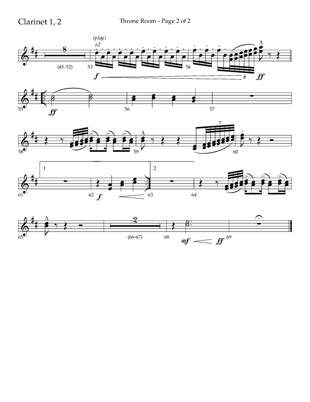 Throne Room (Choral Anthem SATB) Clarinet 1/2 (Lifeway Choral / Arr. Luke Gambill / Orch. Daniel Semsen)