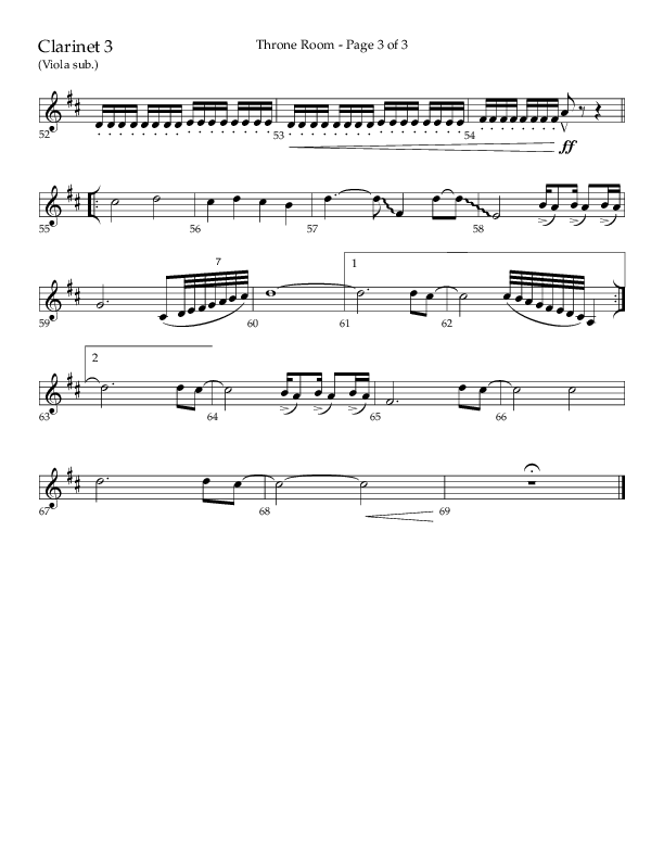 Throne Room (Choral Anthem SATB) Clarinet 3 (Lifeway Choral / Arr. Luke Gambill / Orch. Daniel Semsen)