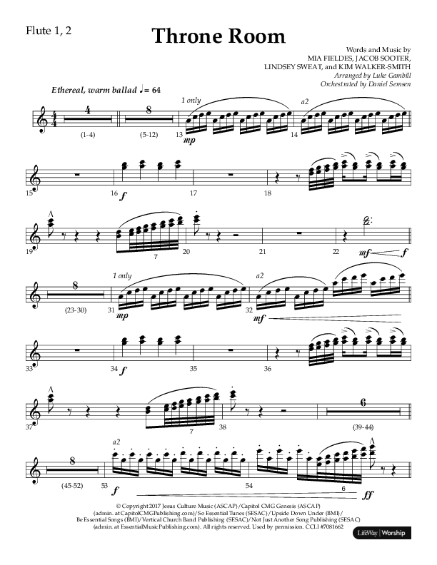 Throne Room (Choral Anthem SATB) Flute 1/2 (Lifeway Choral / Arr. Luke Gambill / Orch. Daniel Semsen)