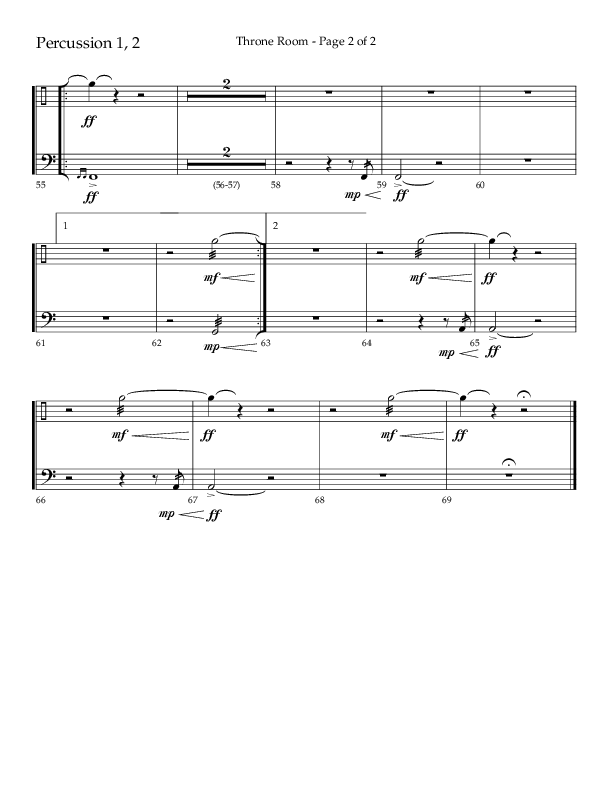 Throne Room (Choral Anthem SATB) Percussion 1/2 (Lifeway Choral / Arr. Luke Gambill / Orch. Daniel Semsen)