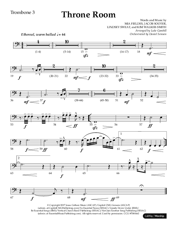 Throne Room (Choral Anthem SATB) Trombone 3 (Lifeway Choral / Arr. Luke Gambill / Orch. Daniel Semsen)