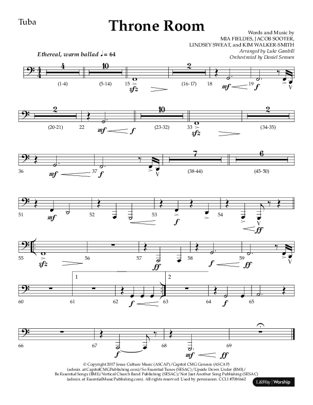 Throne Room (Choral Anthem SATB) Tuba (Lifeway Choral / Arr. Luke Gambill / Orch. Daniel Semsen)