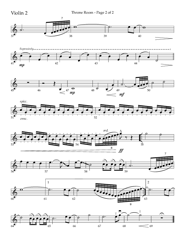 Throne Room (Choral Anthem SATB) Violin 2 (Lifeway Choral / Arr. Luke Gambill / Orch. Daniel Semsen)