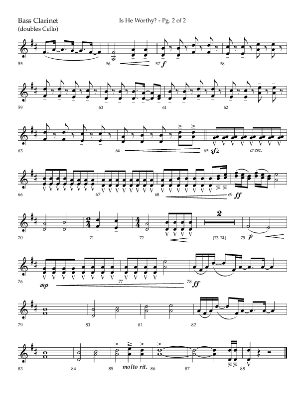 Is He Worthy (Choral Anthem SATB) Bass Clarinet (Lifeway Choral / Arr. Cliff Duren)