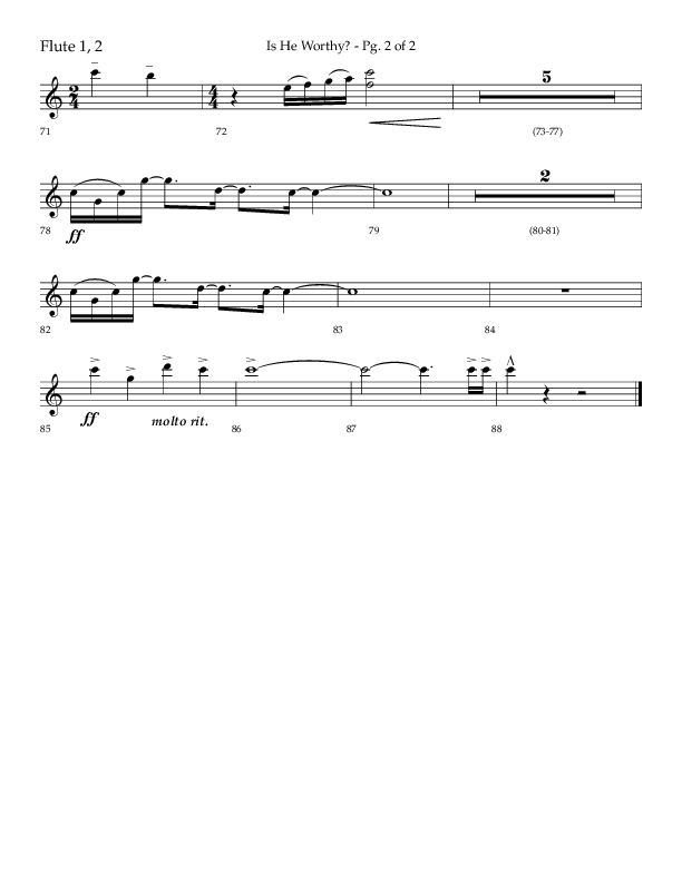 Is He Worthy (Choral Anthem SATB) Flute 1/2 (Lifeway Choral / Arr. Cliff Duren)