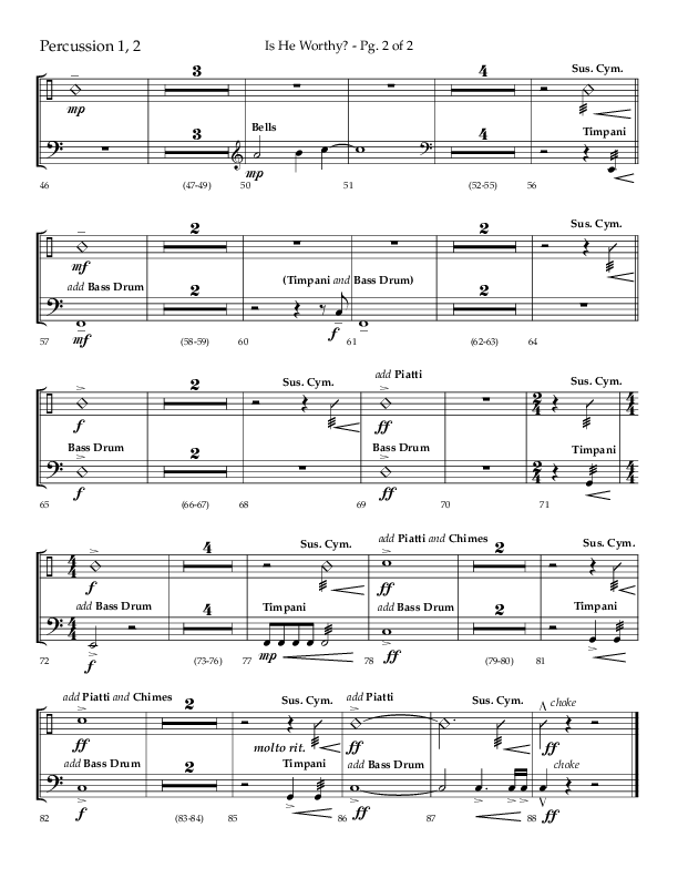 Is He Worthy (Choral Anthem SATB) Percussion 1/2 (Lifeway Choral / Arr. Cliff Duren)