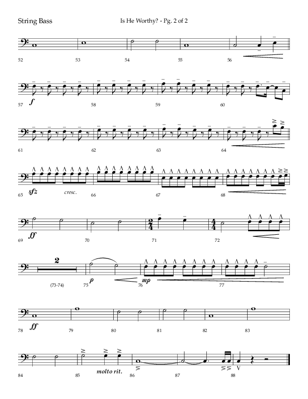 Is He Worthy (Choral Anthem SATB) String Bass (Lifeway Choral / Arr. Cliff Duren)