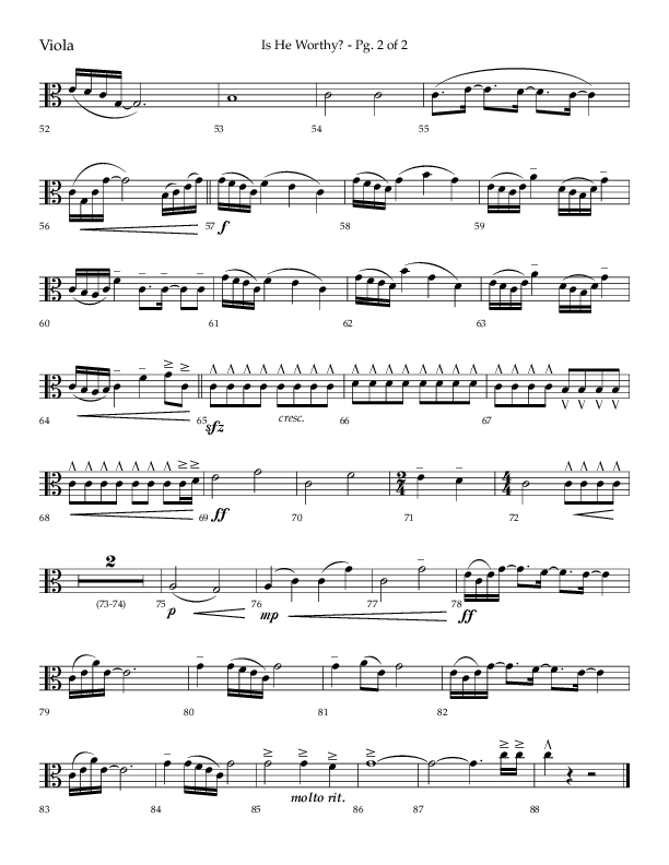 Is He Worthy (Choral Anthem SATB) Viola (Lifeway Choral / Arr. Cliff Duren)