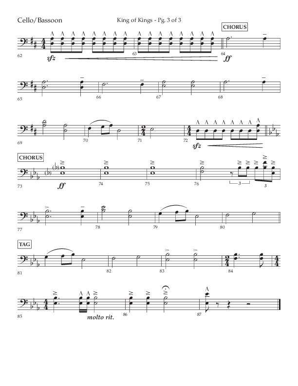 King Of Kings (Choral Anthem SATB) Cello (Lifeway Choral / Arr. John Bolin / Orch. Cliff Duren)
