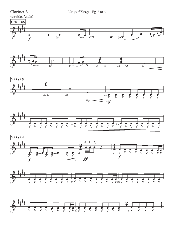 King Of Kings (Choral Anthem SATB) Clarinet 3 (Lifeway Choral / Arr. John Bolin / Orch. Cliff Duren)