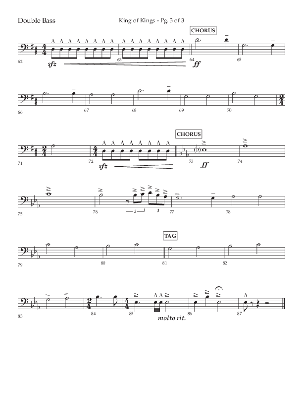 King Of Kings (Choral Anthem SATB) Double Bass (Lifeway Choral / Arr. John Bolin / Orch. Cliff Duren)