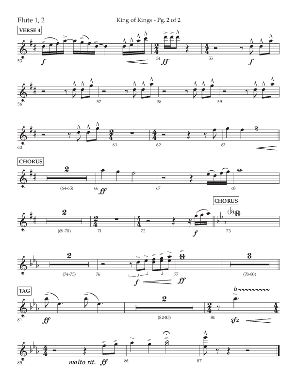 King Of Kings (Choral Anthem SATB) Flute 1/2 (Lifeway Choral / Arr. John Bolin / Orch. Cliff Duren)