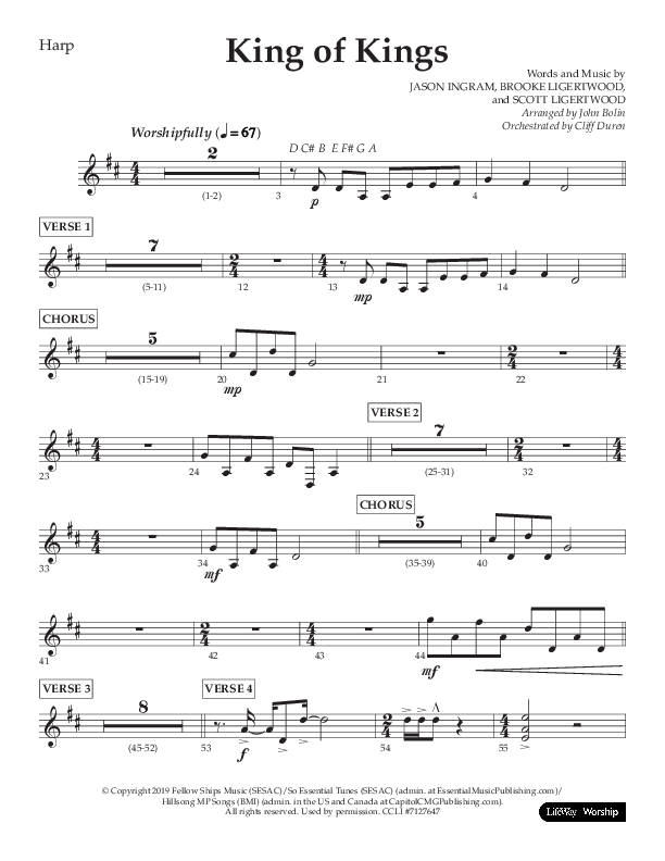 King Of Kings (Choral Anthem SATB) Harp (Lifeway Choral / Arr. John Bolin / Orch. Cliff Duren)